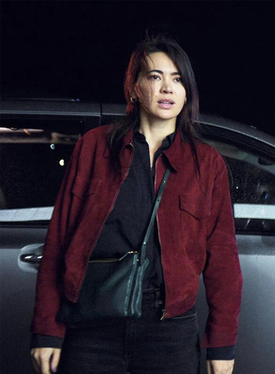 Jessica Henwick Silo S03 Helen Drew Maroon Suede Jacket