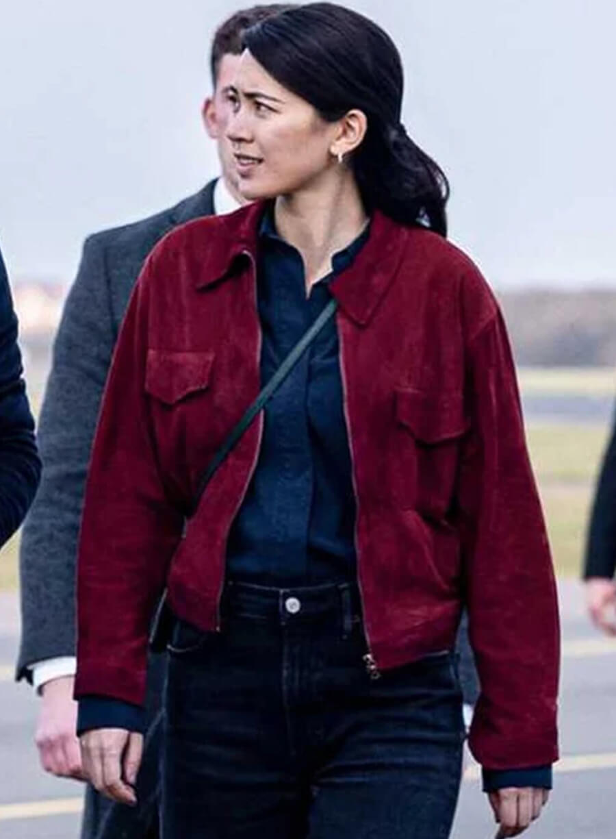 Jessica Henwick Silo S03 Helen Drew Maroon Suede Jacket