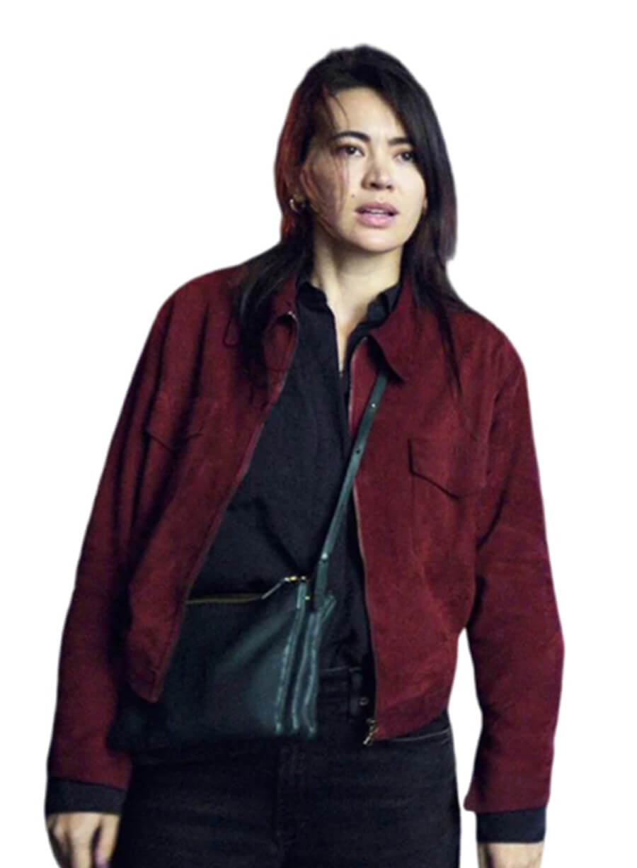 Jessica Henwick Silo S03 Helen Drew Maroon Suede Jacket