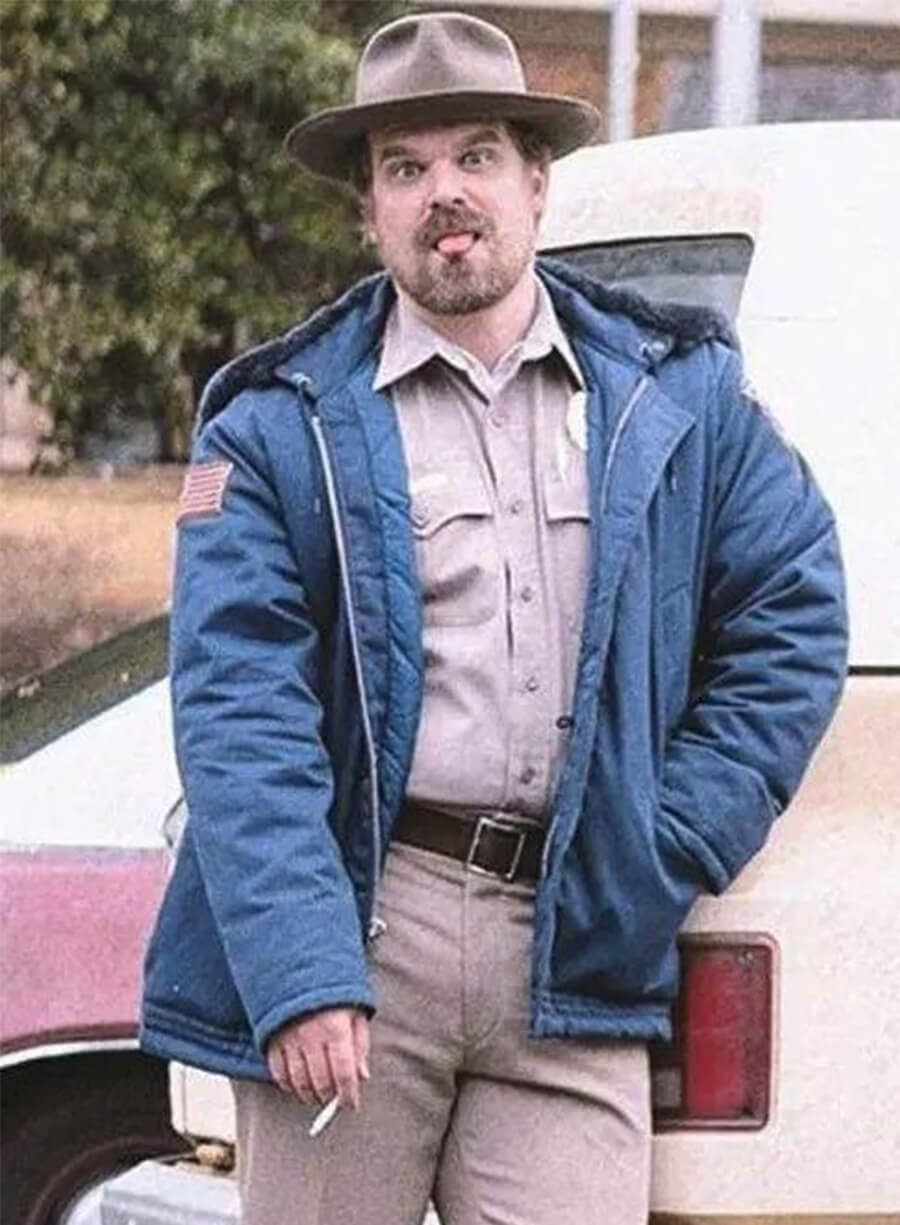 Jim Hopper Stranger Things Blue Hooded Jacket