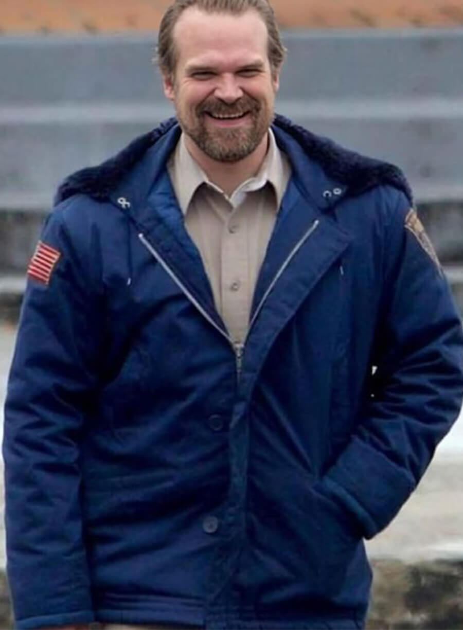 Jim Hopper Stranger Things Blue Hooded Jacket