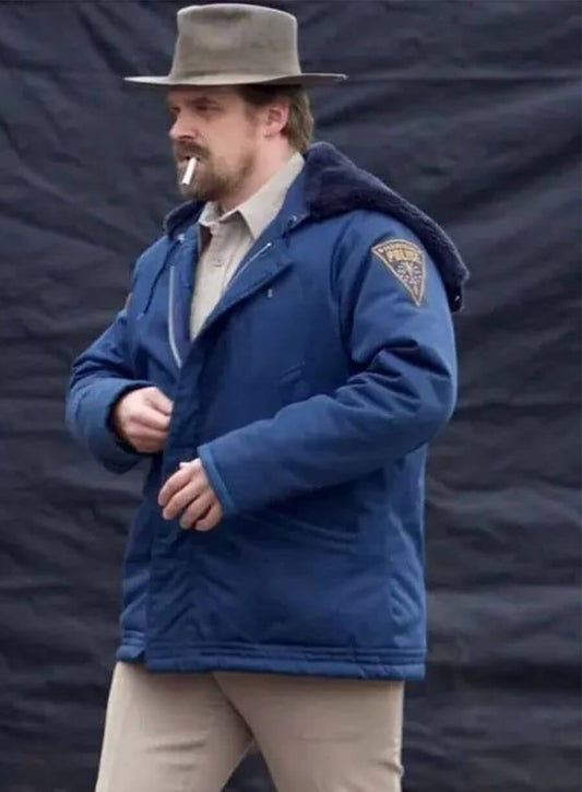 Jim Hopper Stranger Things Blue Hooded Jacket