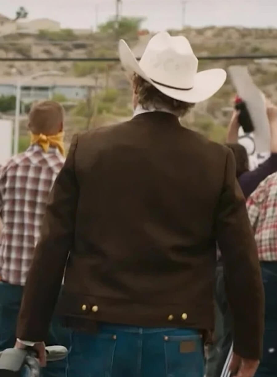 Joaquin Phoenix Eddington 2025 Brown Jacket