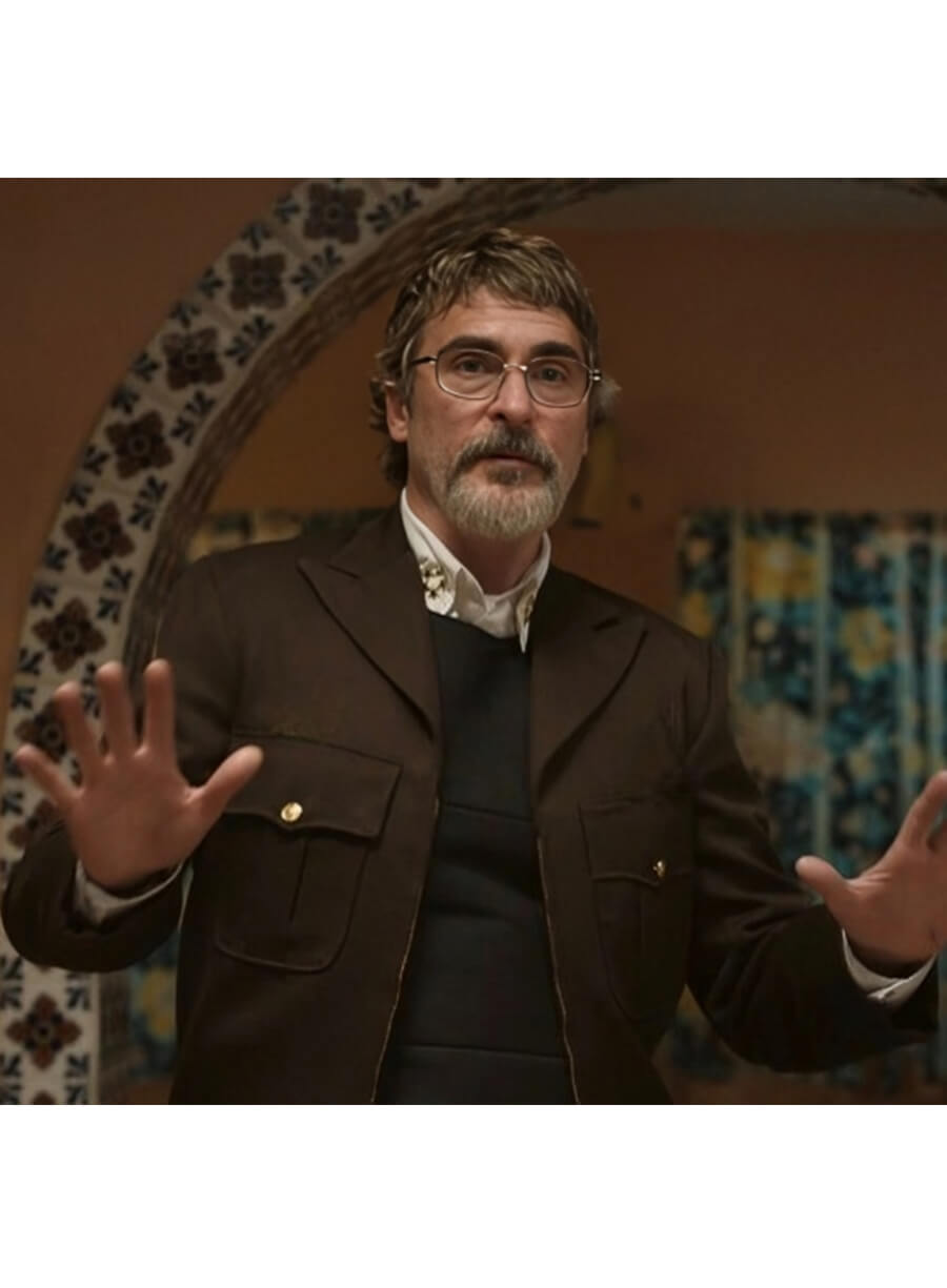 Joaquin Phoenix Eddington 2025 Brown Jacket