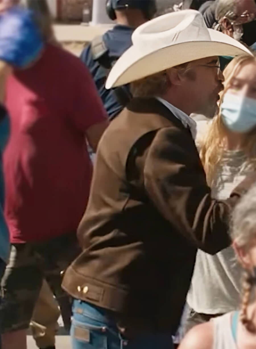 Joaquin Phoenix Eddington 2025 Brown Jacket
