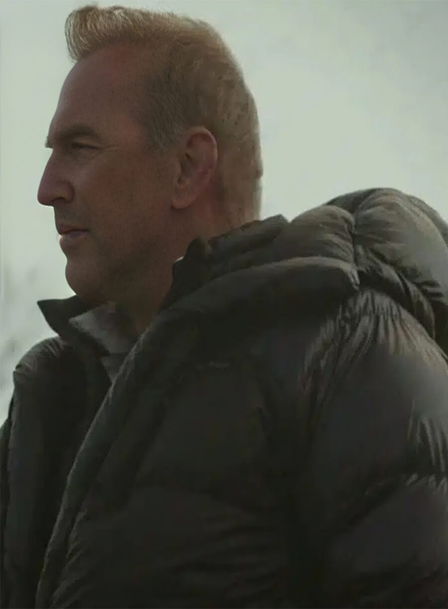 John Dutton Yellowstone Black Puffer Hooded Jacket