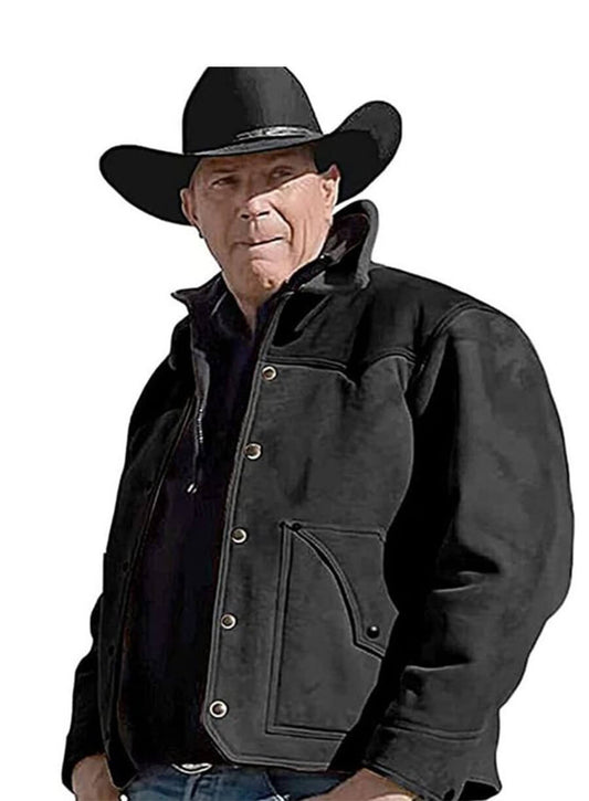 John Dutton Yellowstone Black Suede Leather Jacket