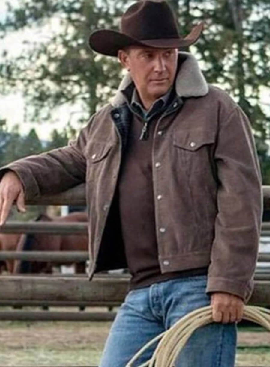 John Dutton Yellowstone Fur Collar Brown Jacket