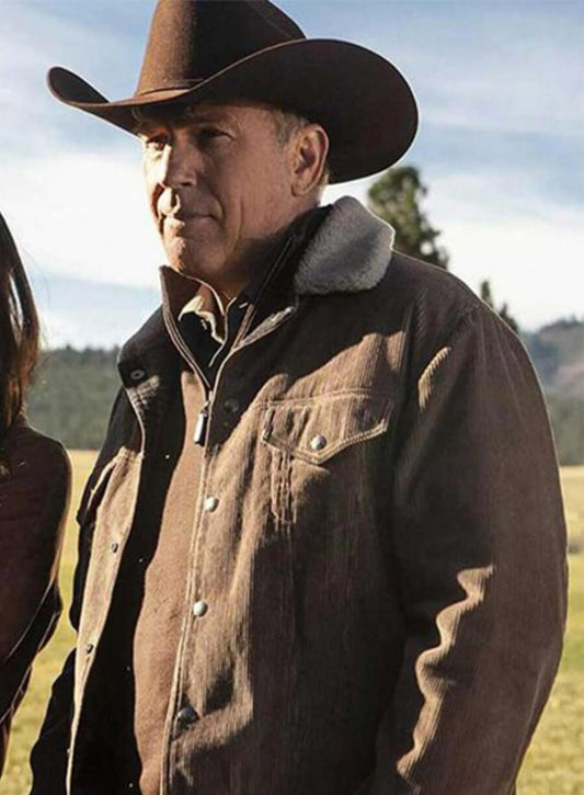 John Dutton Yellowstone Fur Collar Brown Jacket