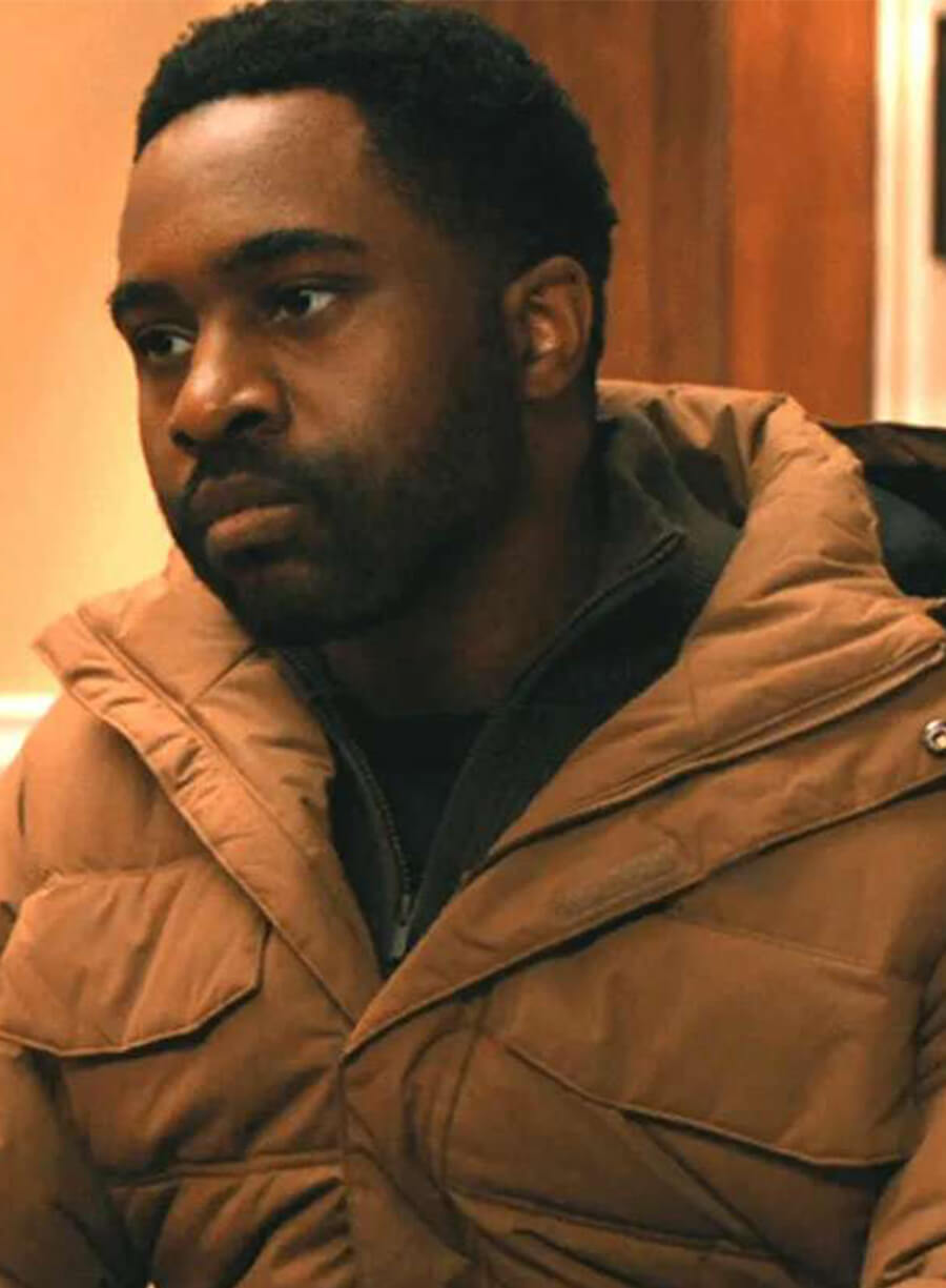 Joshua Echebir Elsbeth S02 Russell Greene Brown Puffer Jacket