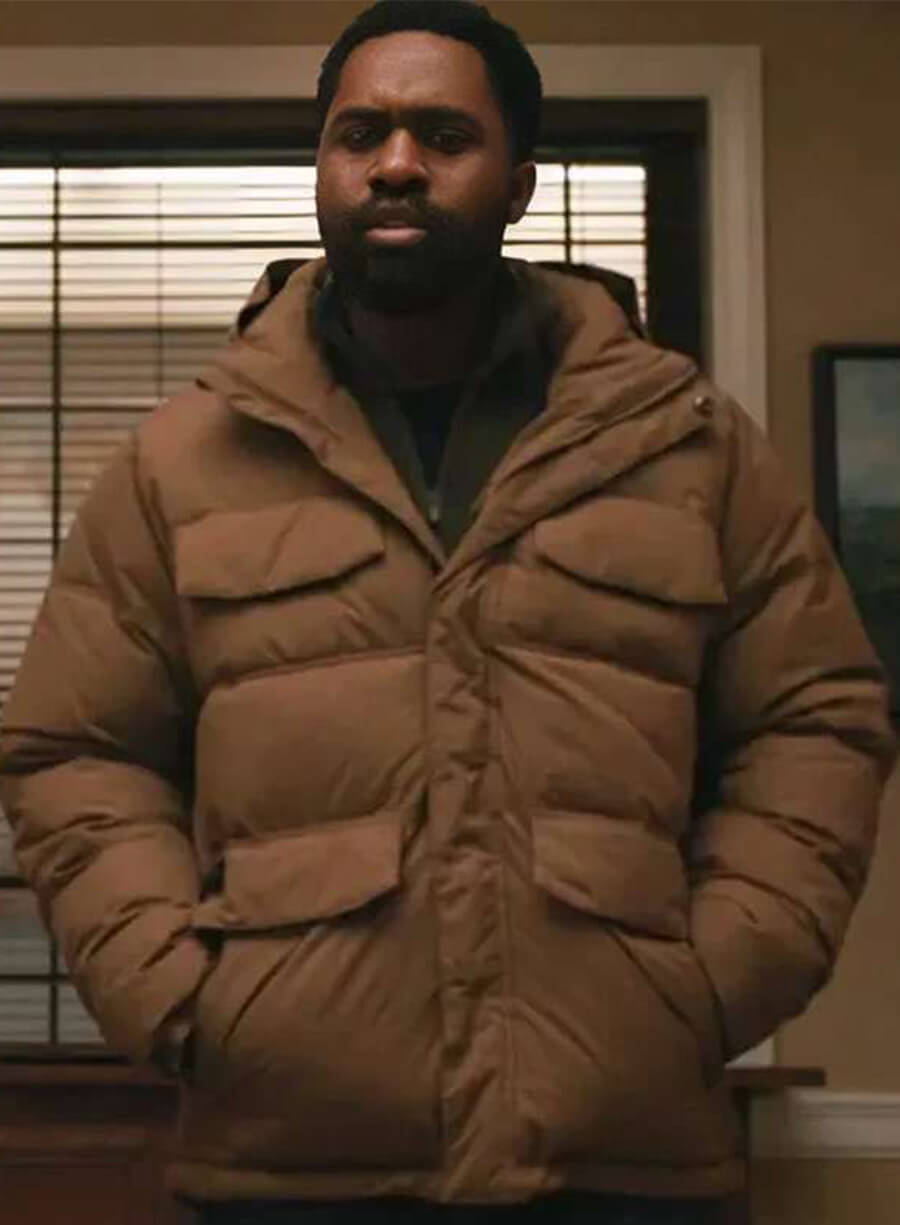 Joshua Echebir Elsbeth S02 Russell Greene Brown Puffer Jacket
