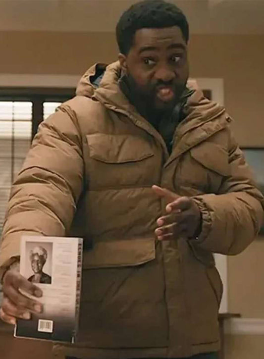 Joshua Echebir Elsbeth S02 Russell Greene Brown Puffer Jacket