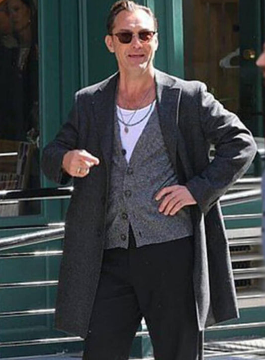 Jude Law Black Rabbit 2025 Jake Friedken Black Coat