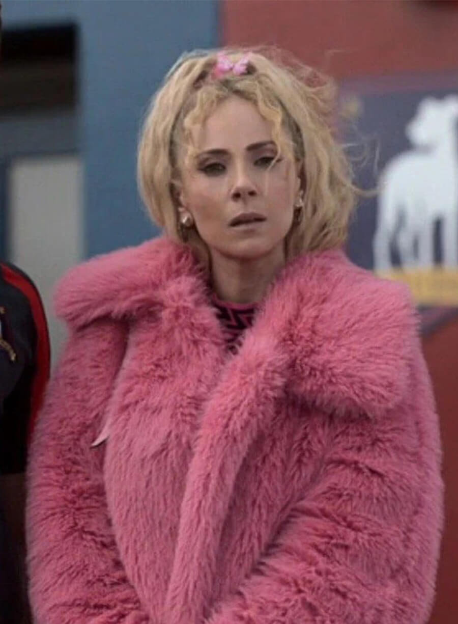 Juno Temple Ted Lasso S03 Keely Jones Pink Fur Jacket