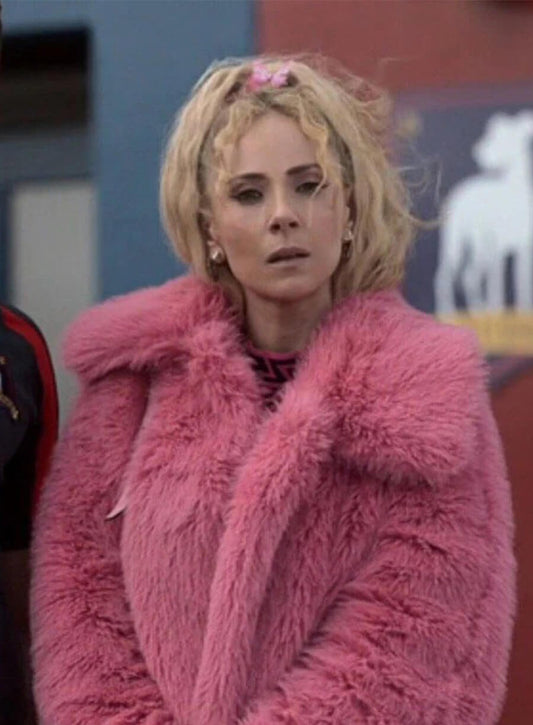 Juno Temple Ted Lasso S03 Keely Jones Pink Fur Jacket
