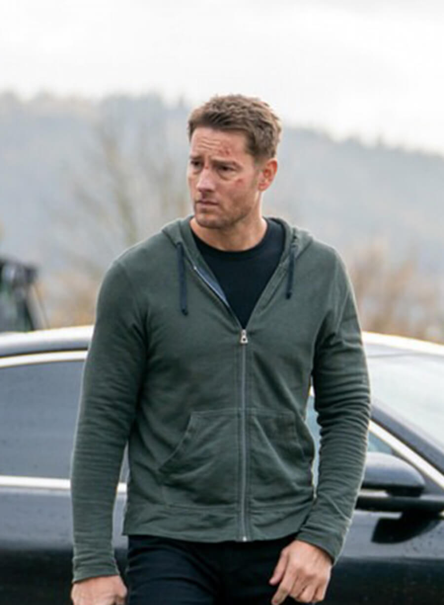 Justin Hartley Tracker Colter Shaw Grey Zip-up Hoodie 