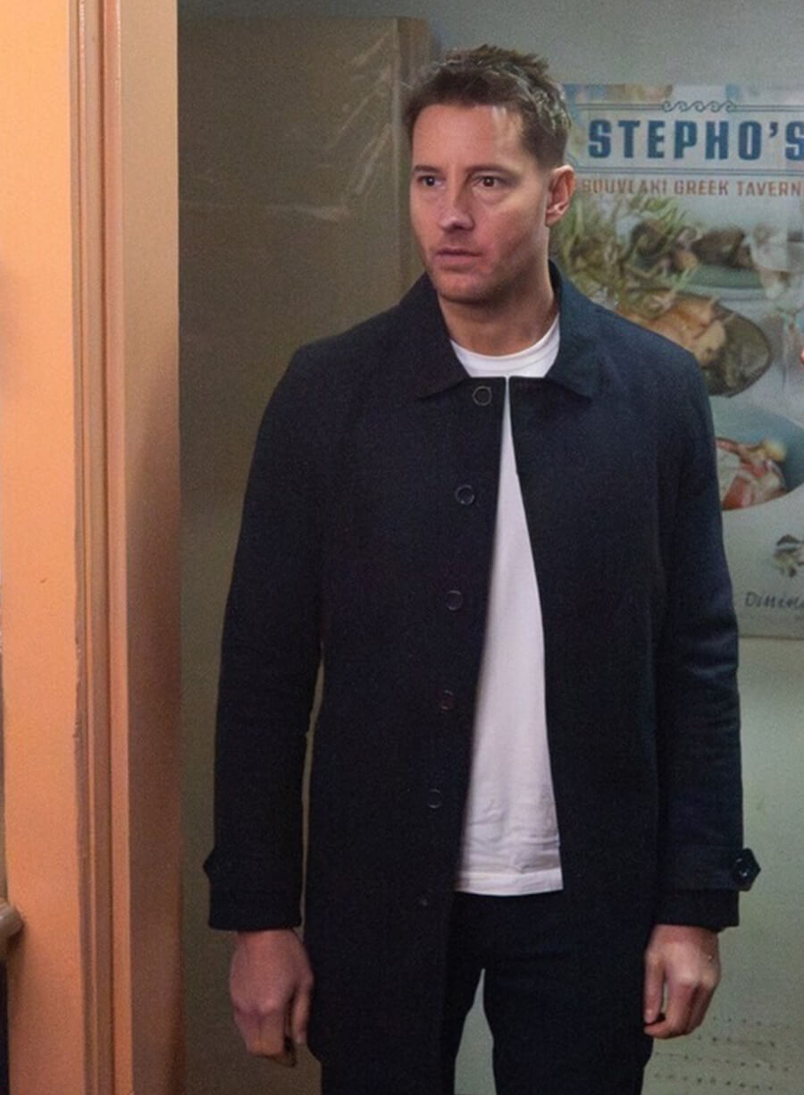 Justin Hartley Tracker Colter Shaw Navy Blue Coat
