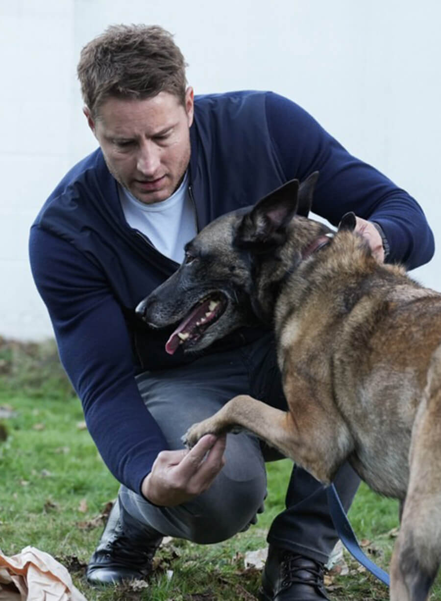 Justin Hartley Tracker S02 Colter Shaw Blue Bomber Jacket
