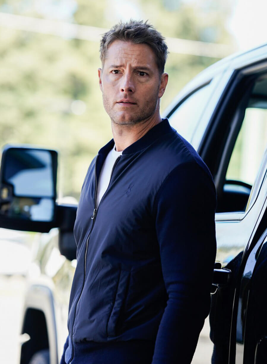 Justin Hartley Tracker S02 Colter Shaw Blue Bomber Jacket