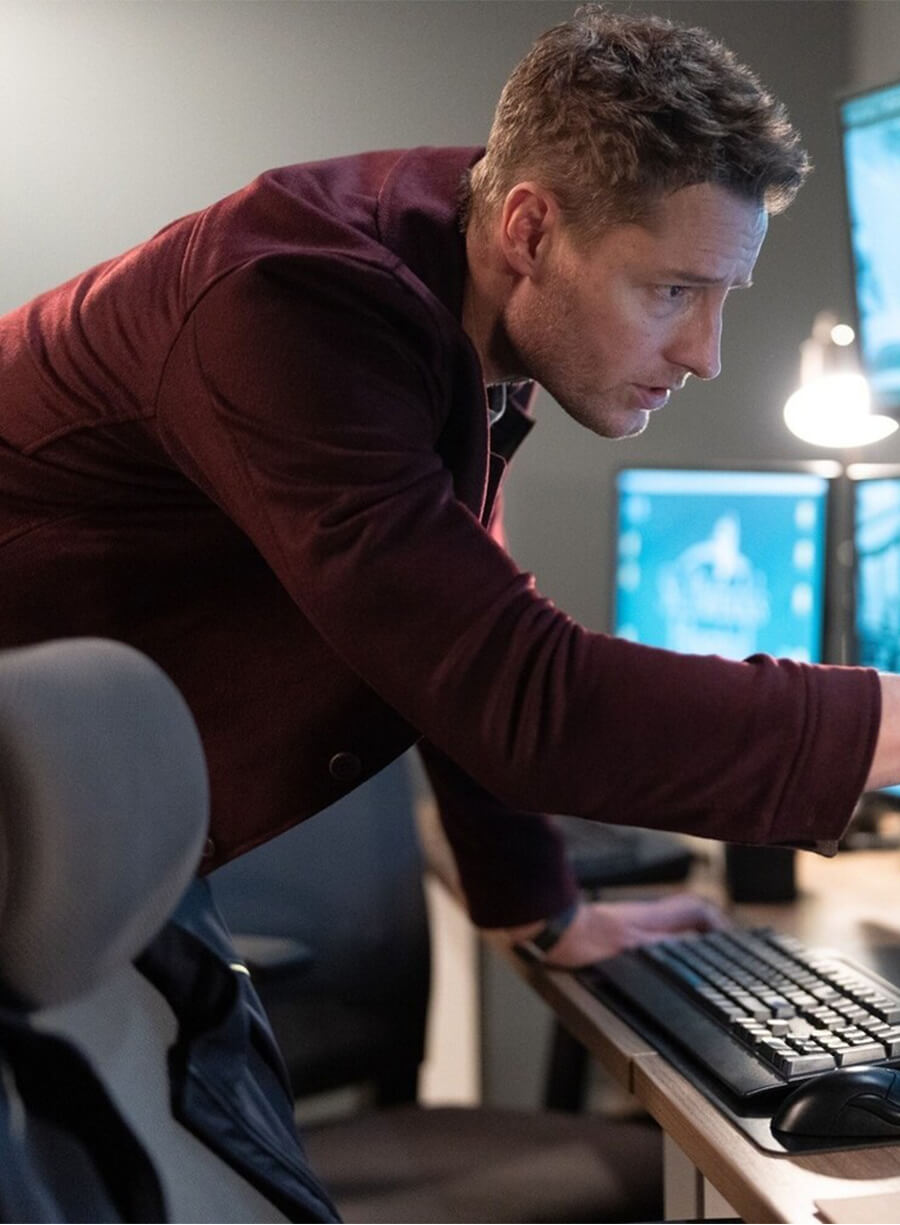Justin Hartley Tracker S03 Colter Shaw Maroon Wool jacket