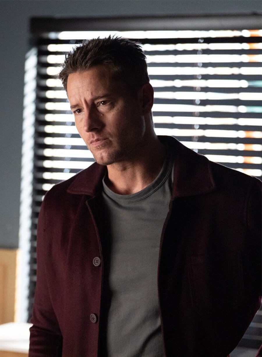 Justin Hartley Tracker S03 Colter Shaw Maroon Wool jacket