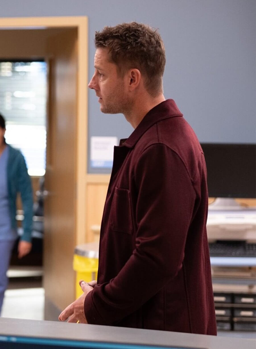Justin Hartley Tracker S03 Colter Shaw Maroon Wool jacket