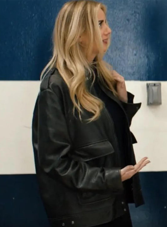 Justine Lupe Nobody Wants This Morgan Black Leather Jacket