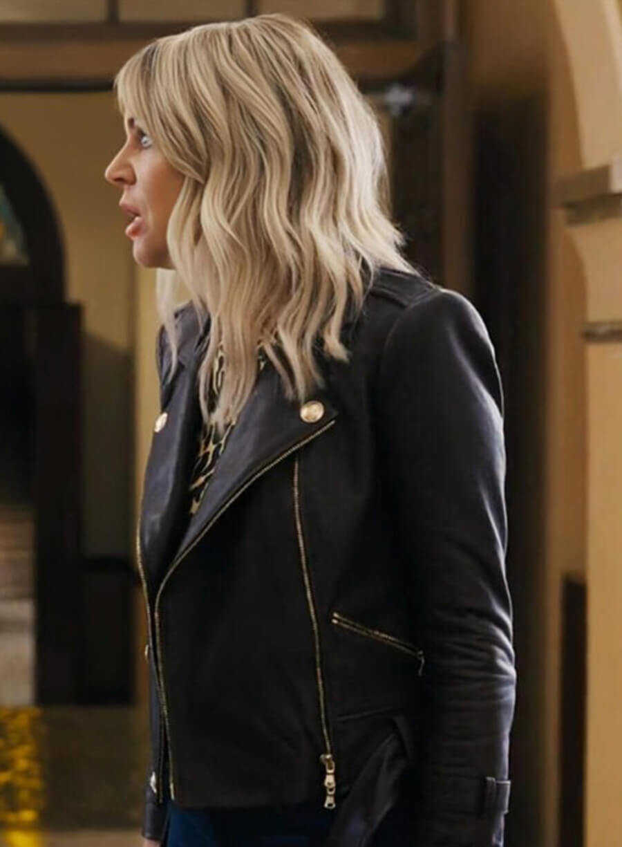 Kaitlin Olson Hacks Dj Vance Jr Black Leather Jacket 