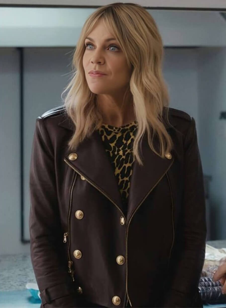 Kaitlin Olson Hacks Dj Vance Jr Black Leather Jacket 