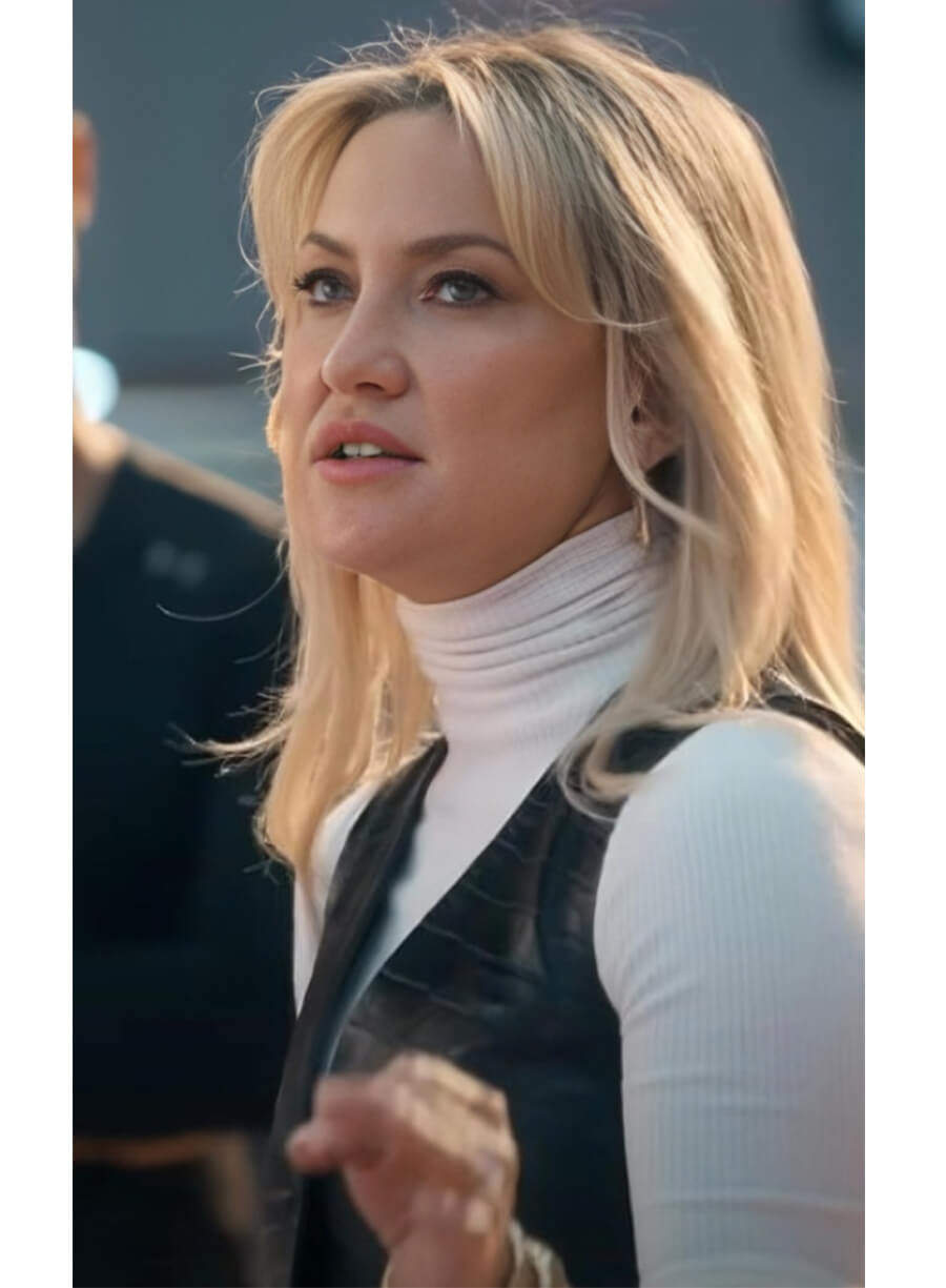 Kate Hudson Running Point Isla Gordon Black Leather Vest