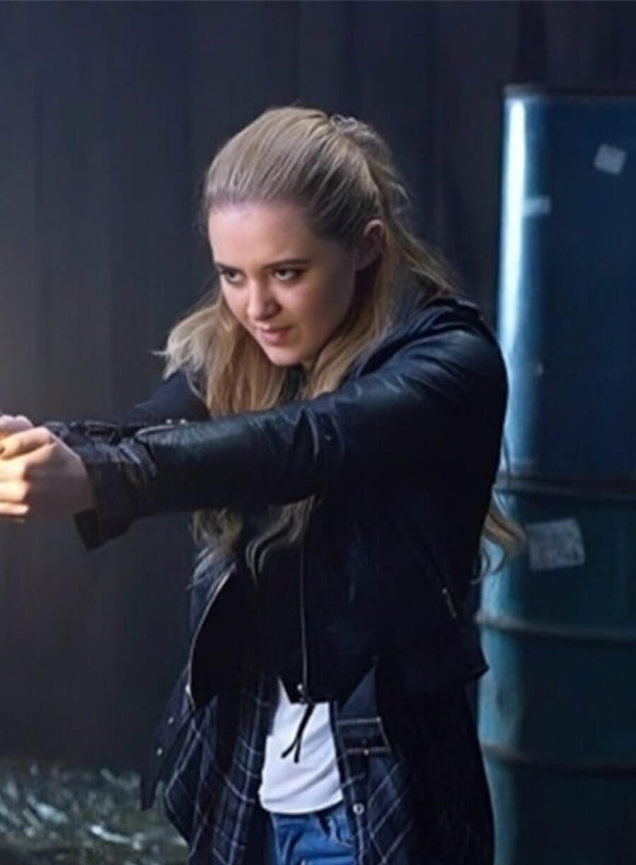 Kathryn Newton Supernatural S10 Black Biker Leather Jacket