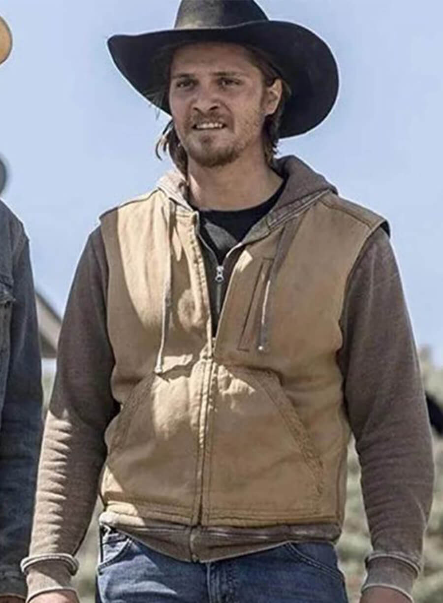 Kayce Dutton Yellowstone Luke Grimes Brown Cotton Vest