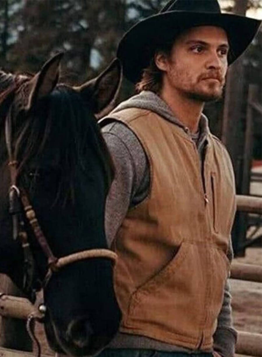 Kayce Dutton Yellowstone Luke Grimes Brown Cotton Vest