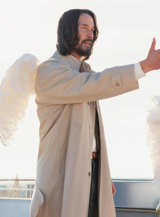 Keanu Reeves Good Fortune 2025 Gabriel White Coat
