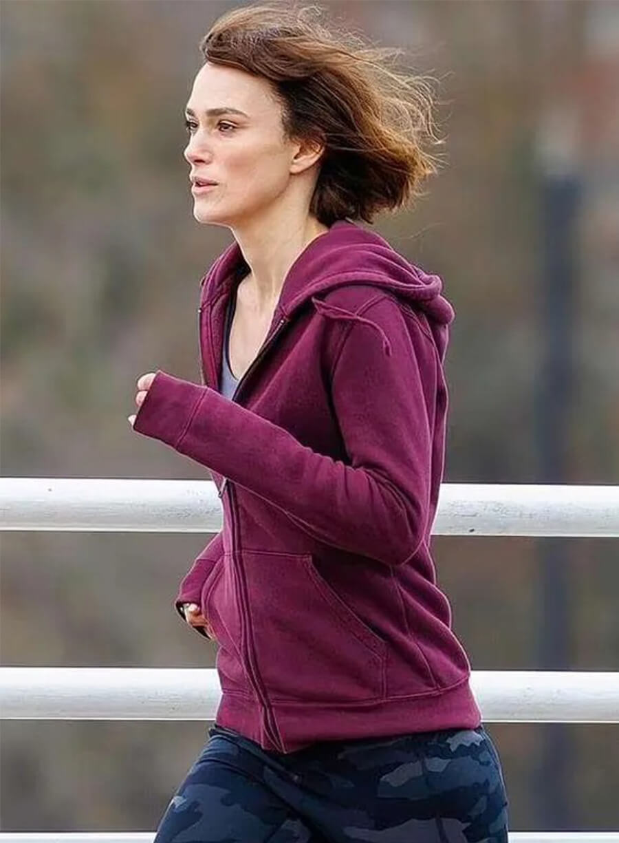 Keira Knightley Black Doves Helen Maroon Zip-up Hoodie