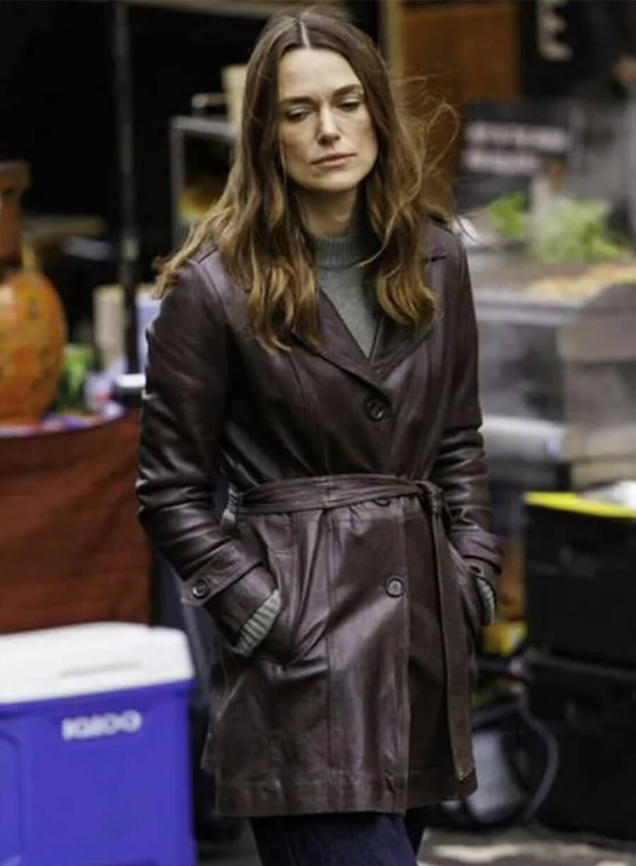 Keira Knightley Black Doves Helen Webb Leather Coat 