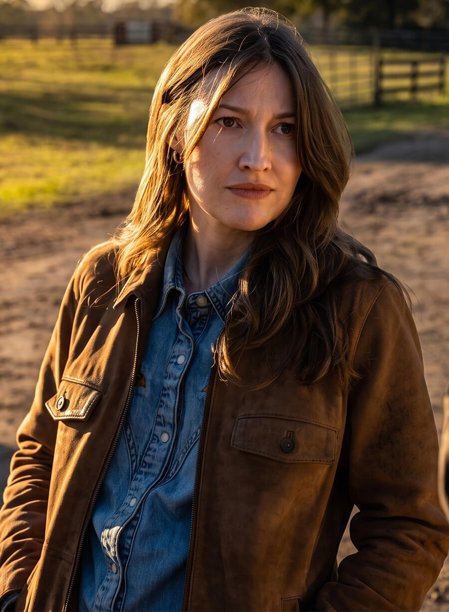 Kelly Macdonald Lanterns Sheriff Kerry Brown Suede Jacket