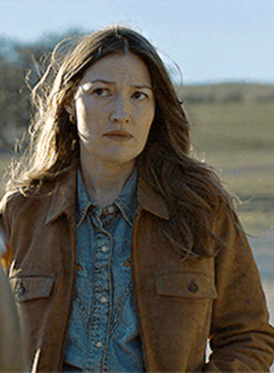 Kelly Macdonald Lanterns Sheriff Kerry Brown Suede Jacket