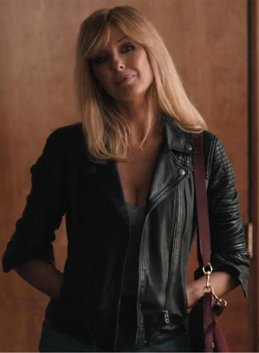 Kelly Reilly Yellowstone Beth Dutton Black Biker Leather Jacket
