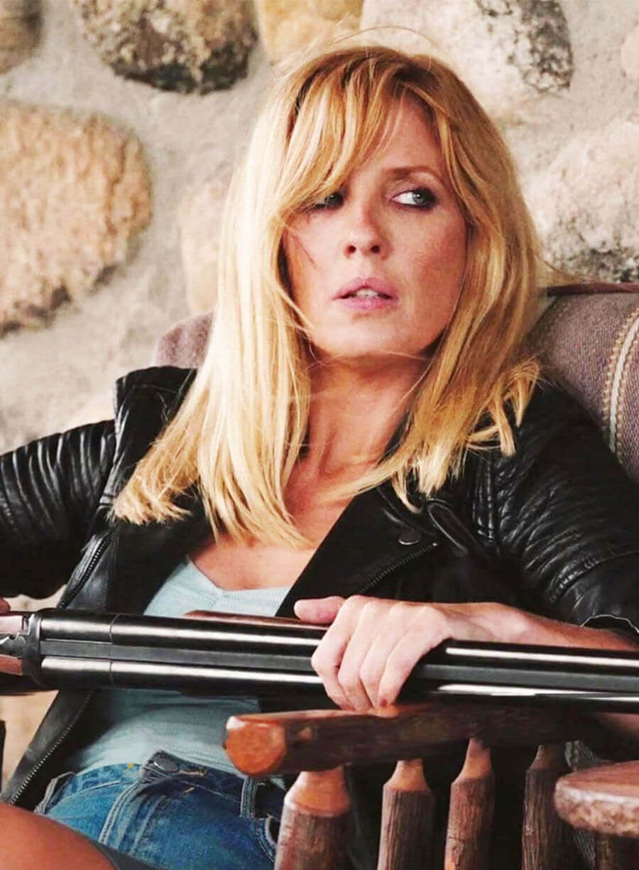 Kelly Reilly Yellowstone Beth Dutton Black Biker Leather Jacket