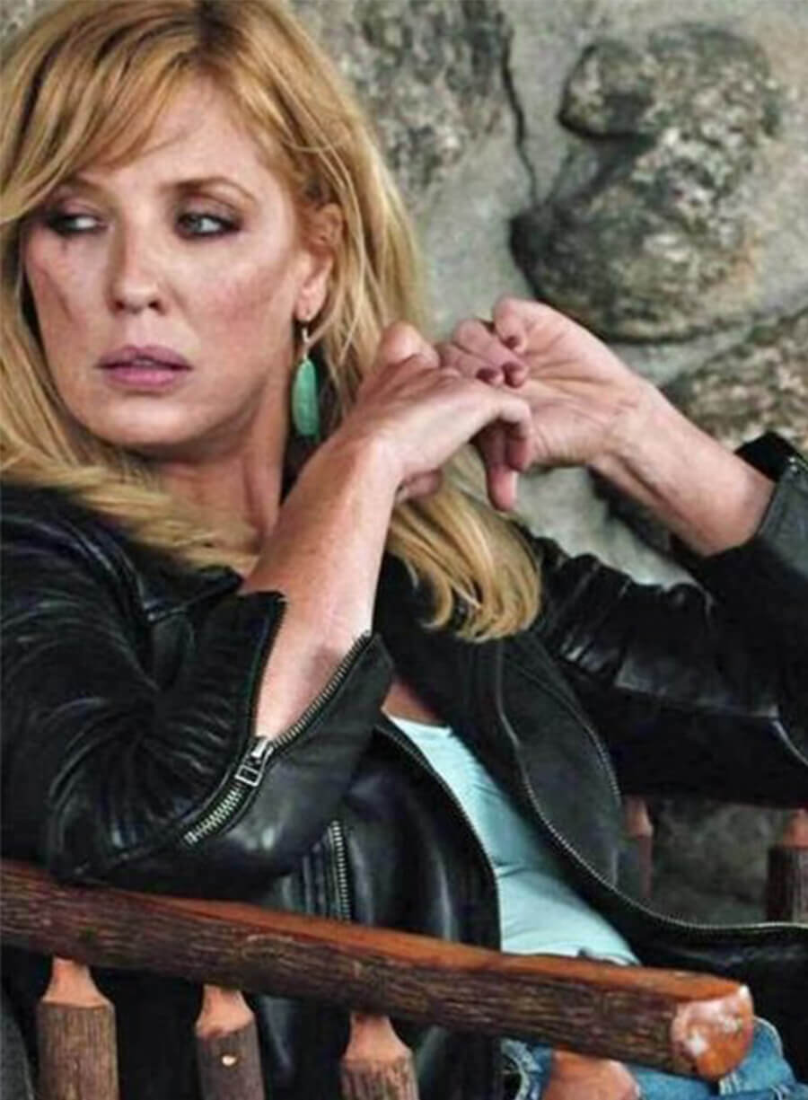 Kelly Reilly Yellowstone Beth Dutton Black Biker Leather Jacket