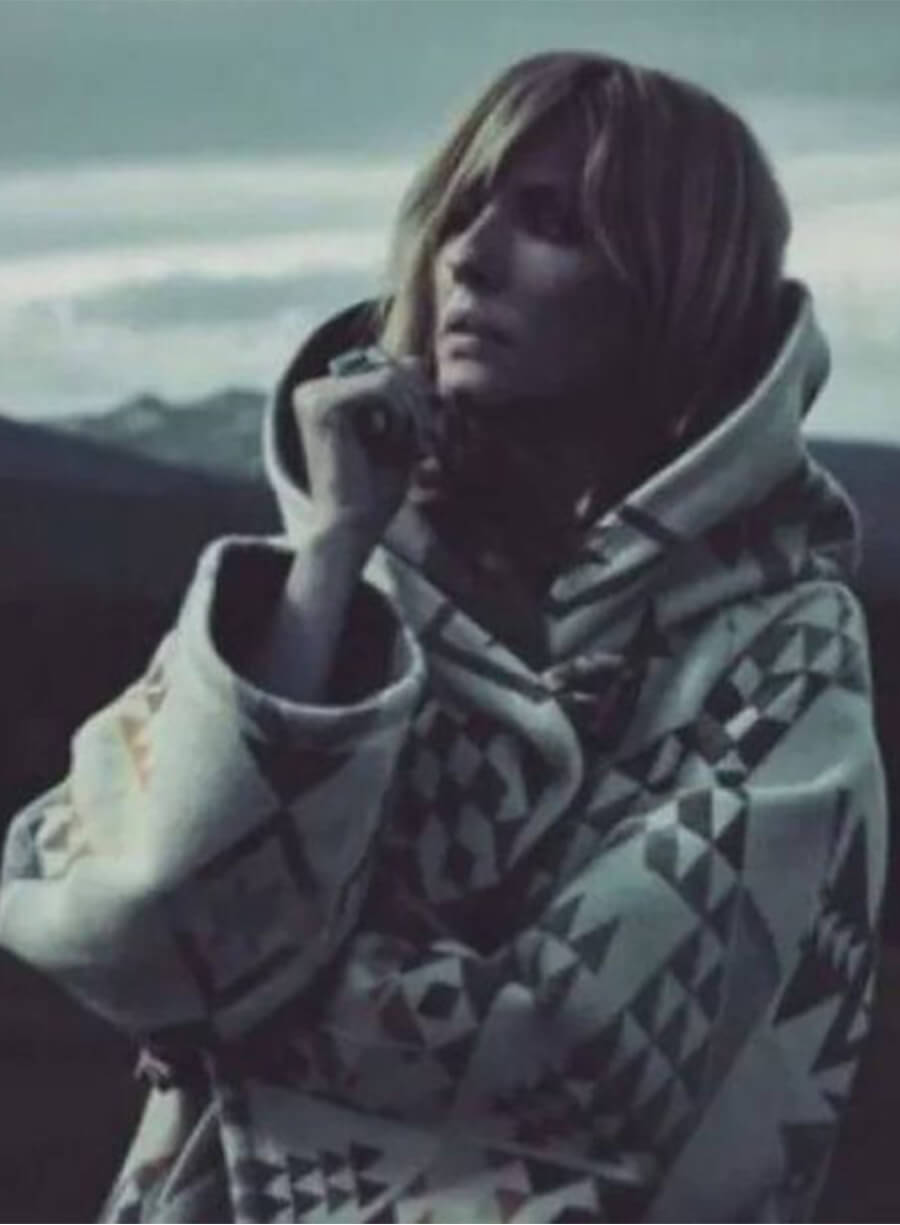 Kelly Reilly Yellowstone Beth Dutton White Hooded Poncho