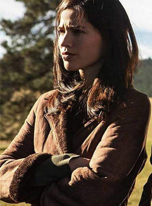 Kelsey Asbille Yellowstone Monica Dutton Brown Suede Coat