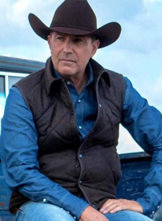 Kevin Costner Yellowstone Joh Dutton Quilted Vest
