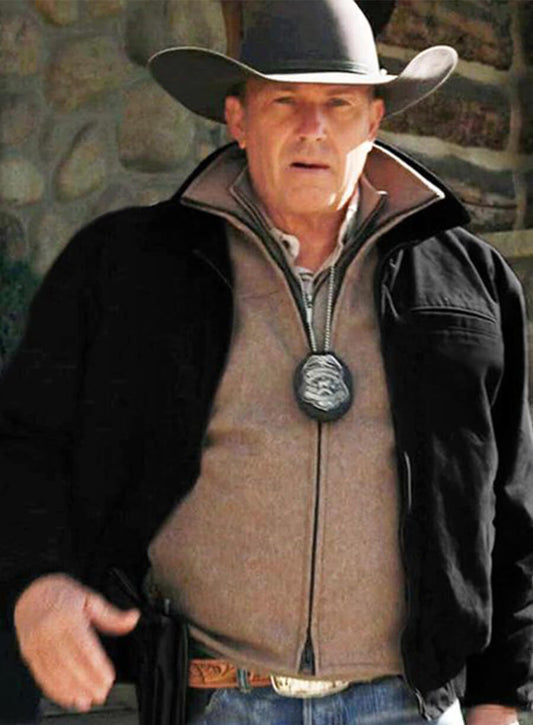 Kevin Costner Yellowstone John Dutton Black Cotton Jacket