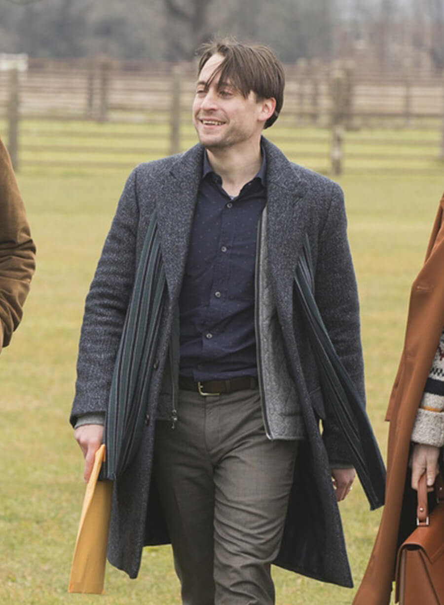 Kieran Culkin Succession Roman Roy Black Wool Coat 