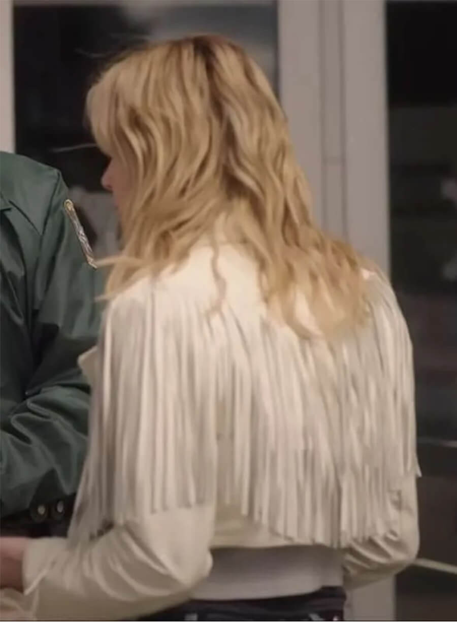 Kiernan Shipka Totally Killer 2023 Collette White Fringe Jacket