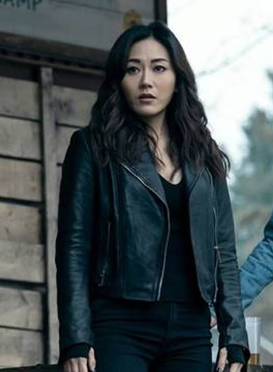 Kimiko Miyashiro The Boys S05 Black Leather Jacket