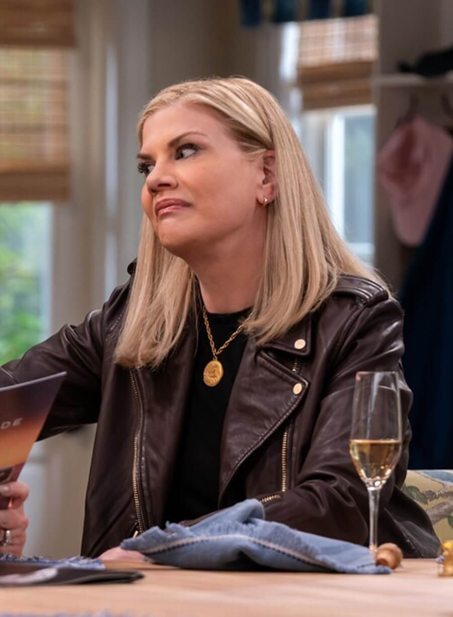 Kristen Johnston Leanne 2025 Carol Black Leather Jacket