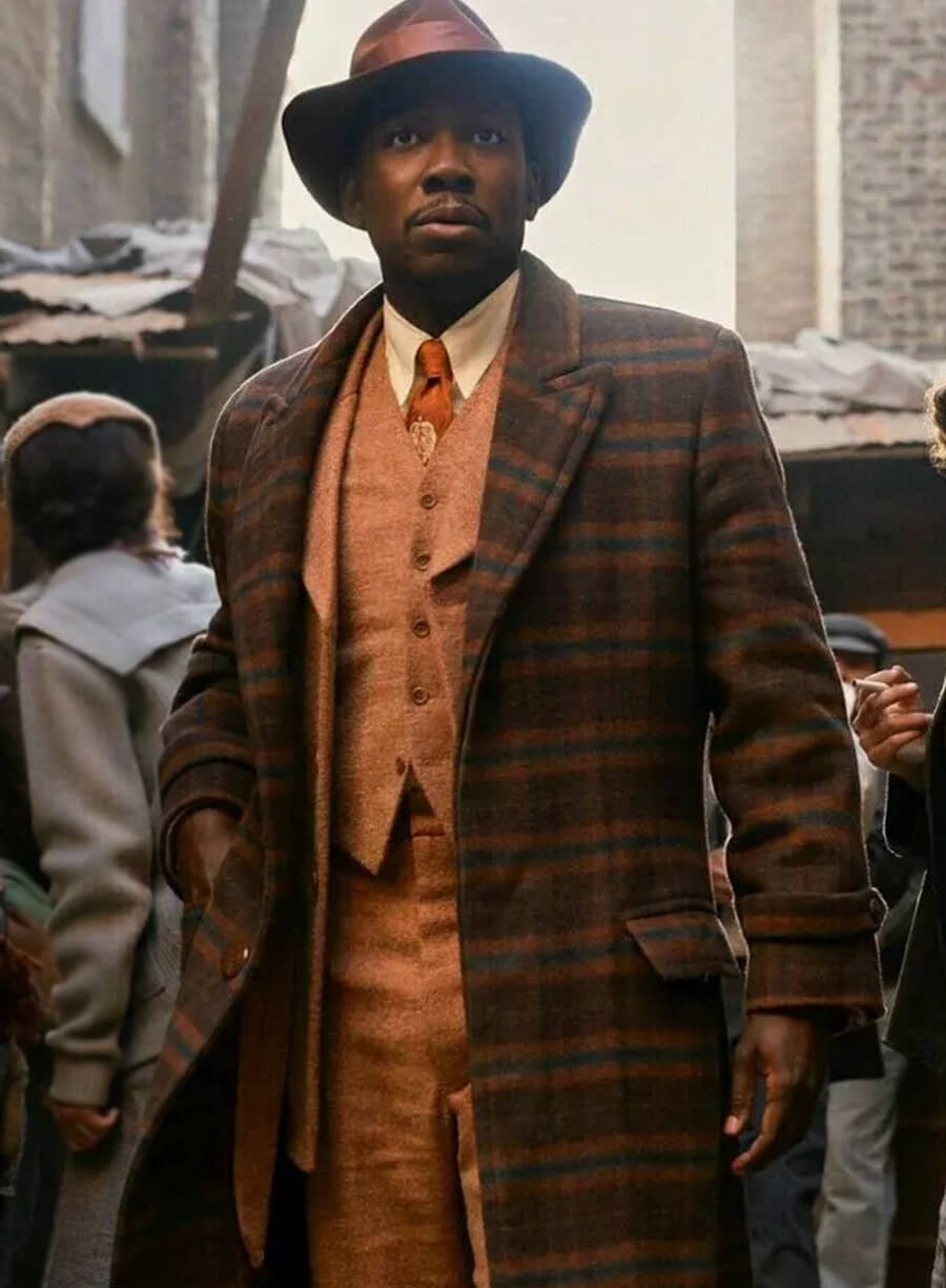 Lamorne Morris Spider-Noir Robbie Robertson Wool Plaid Coat
